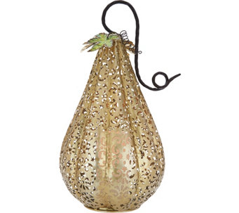 17.5" Lit Punched Metal Gourd by Home Reflections - H212814