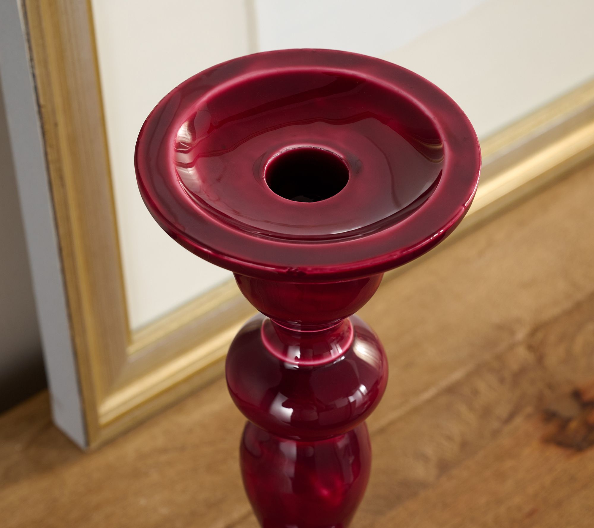 Set Of 3 Polished Enamel Pedestal Candle Holders By Valerie QVC