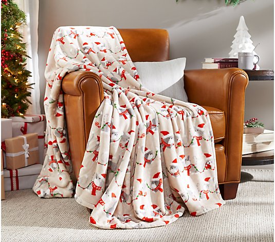InterestPrint Happy Xmas Christmas Painting Bed Sofa Couch Travel Quilt for All Season Throw Blanket 50x60 