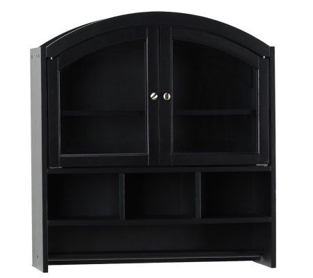 Arch Top Black Bathroom Wall Cabinet — QVC.com