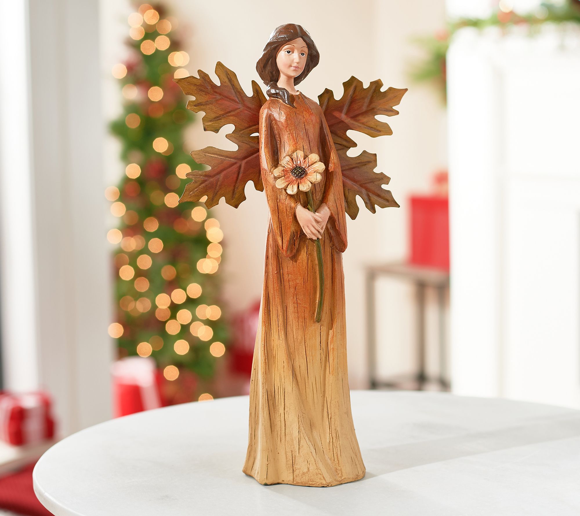 Harvest Angel Figurine With Oak Leaf Wings By Valerie Qvc