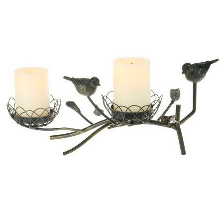 Candleimpressio Metal Bird Nest Holder W Two Flameless Candles W