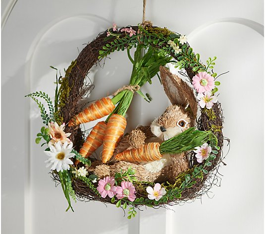 Welcome Easter Bunny Wreath with Carrots Carrot Wreath Easter Gift Easter Wreath Summer Wreath Spring Wreath