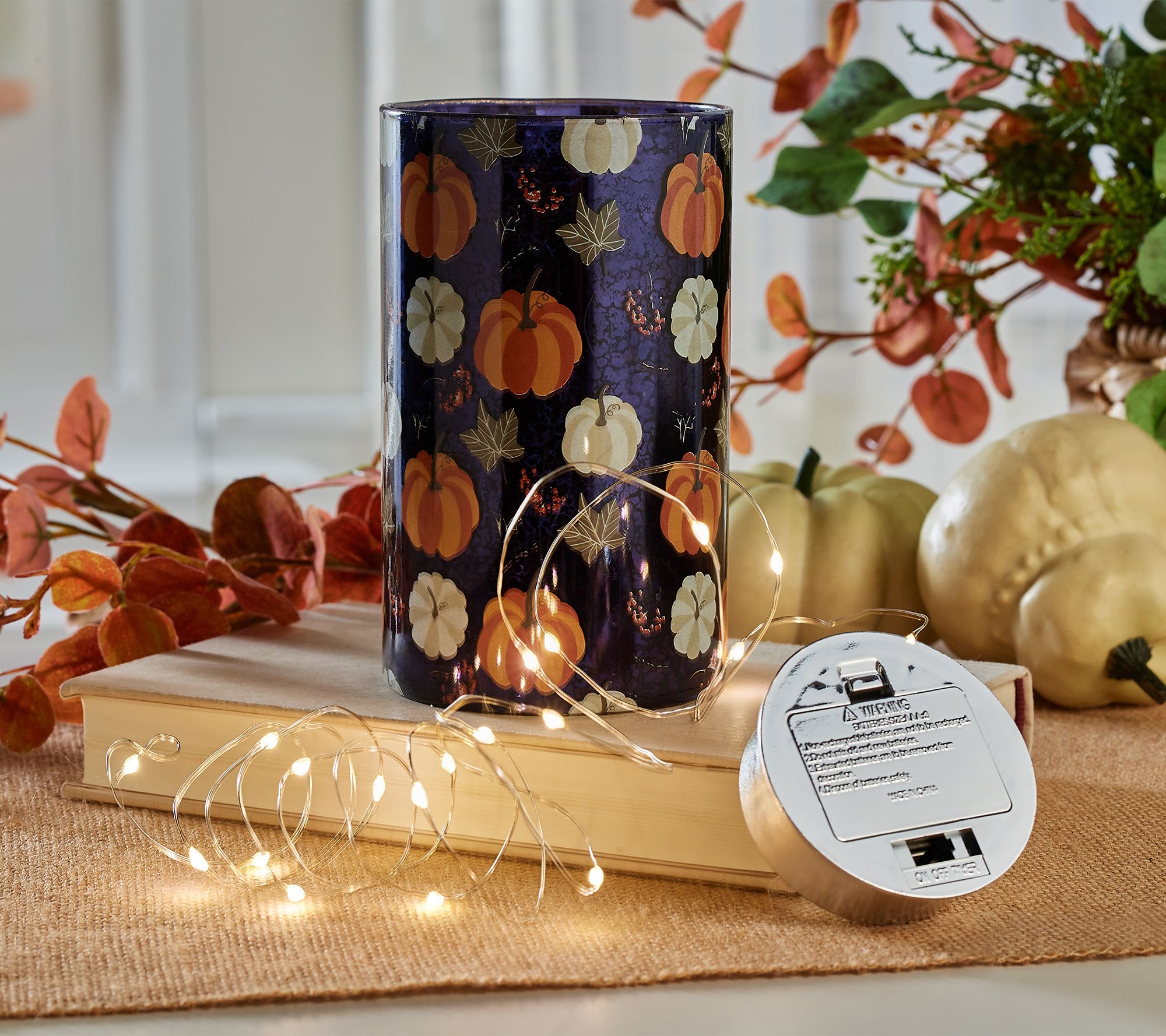 As Is Set Of Illuminated Pumpkin Pillars By Valerie Qvc