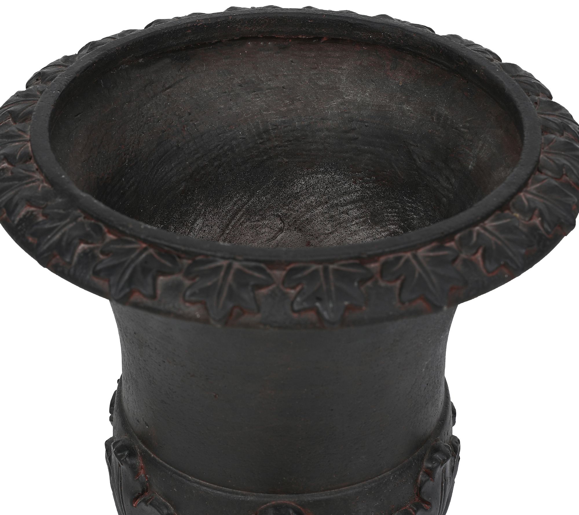 Luxen Home Dark Brown Mgo Palm Leaf Urn Planter Qvc