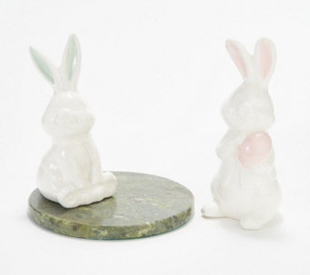 Connemara Marble Ceramic Set of 2 Easter Bunnies - H214740