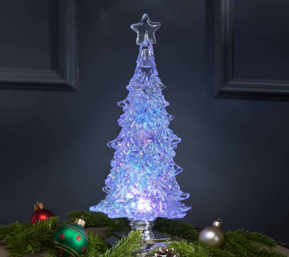 12.6" B/O Spinning Water Globe Christmas Tree By Gerson Co - QVC.com