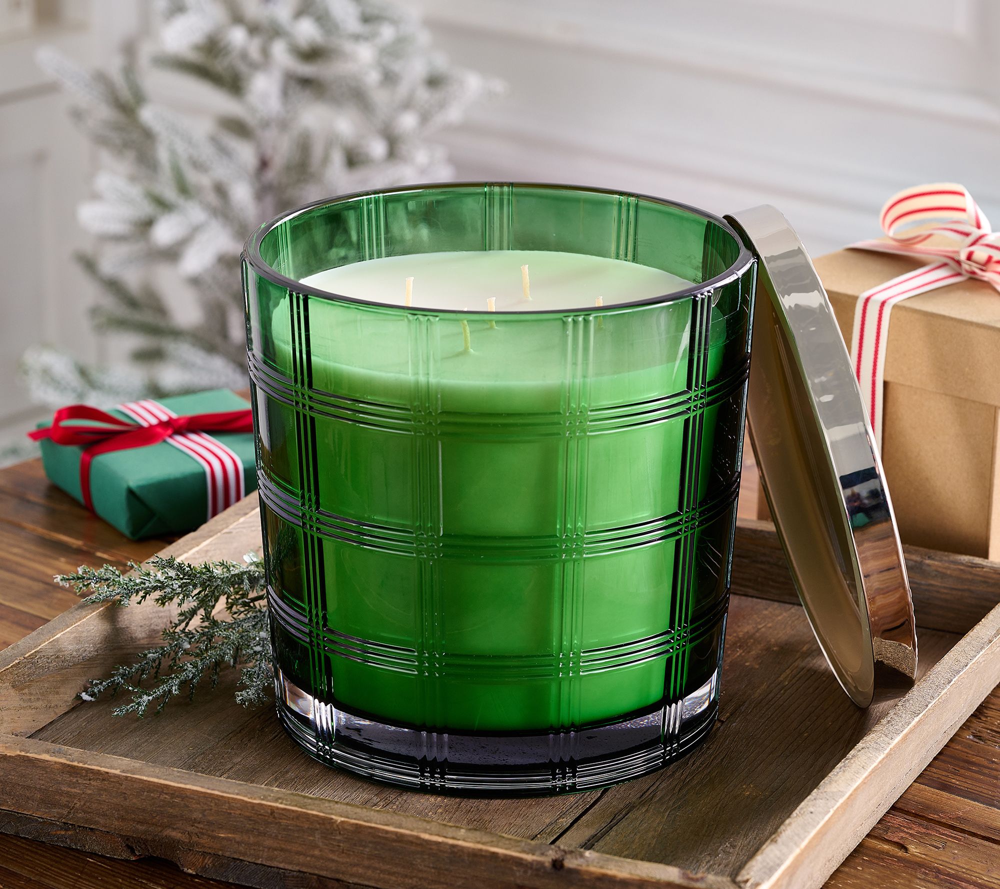 As Is HomeWorx By Slatkin Co 80oz White Pine Candle QVC