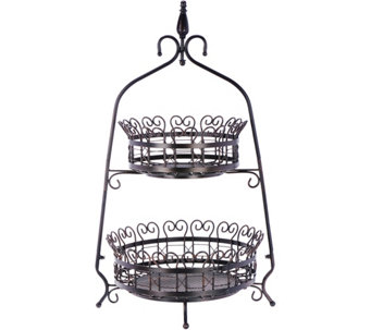 2-Tier Scroll Basket Tabletop Stand - H209643