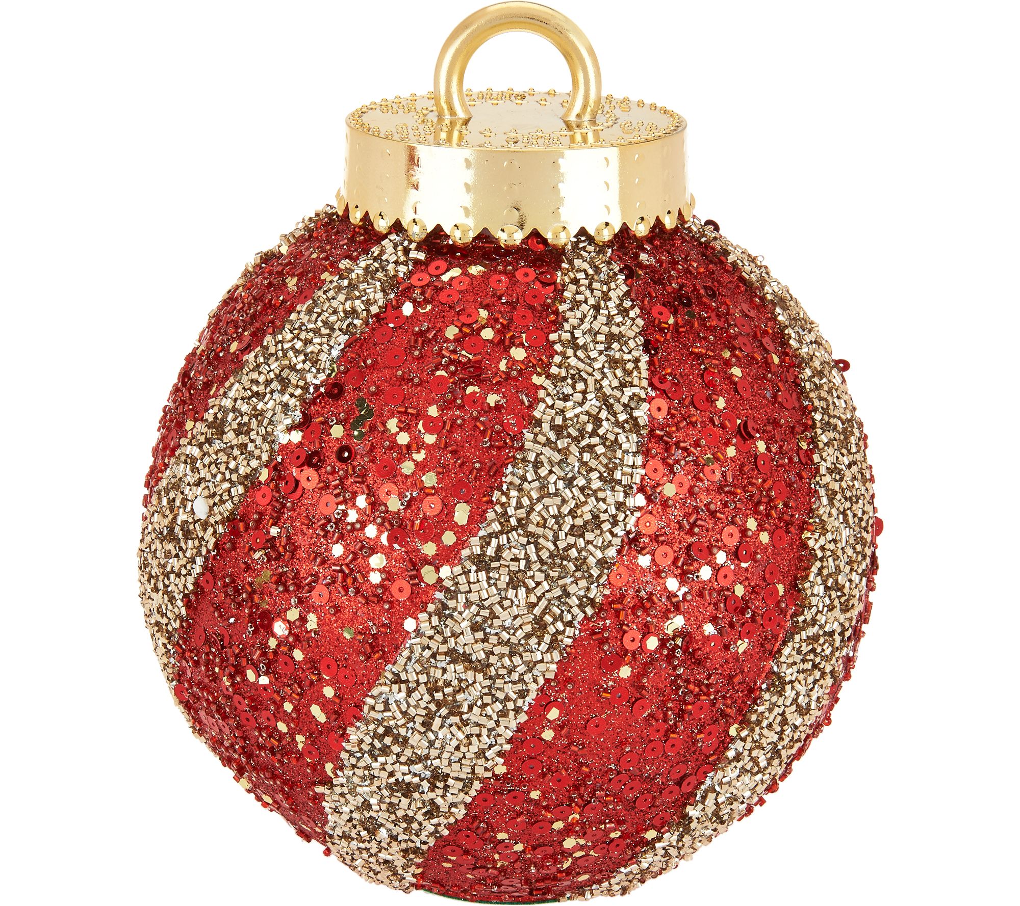 As Is Kringle Express Indoor Outdoor S Striped Sequin Ornaments