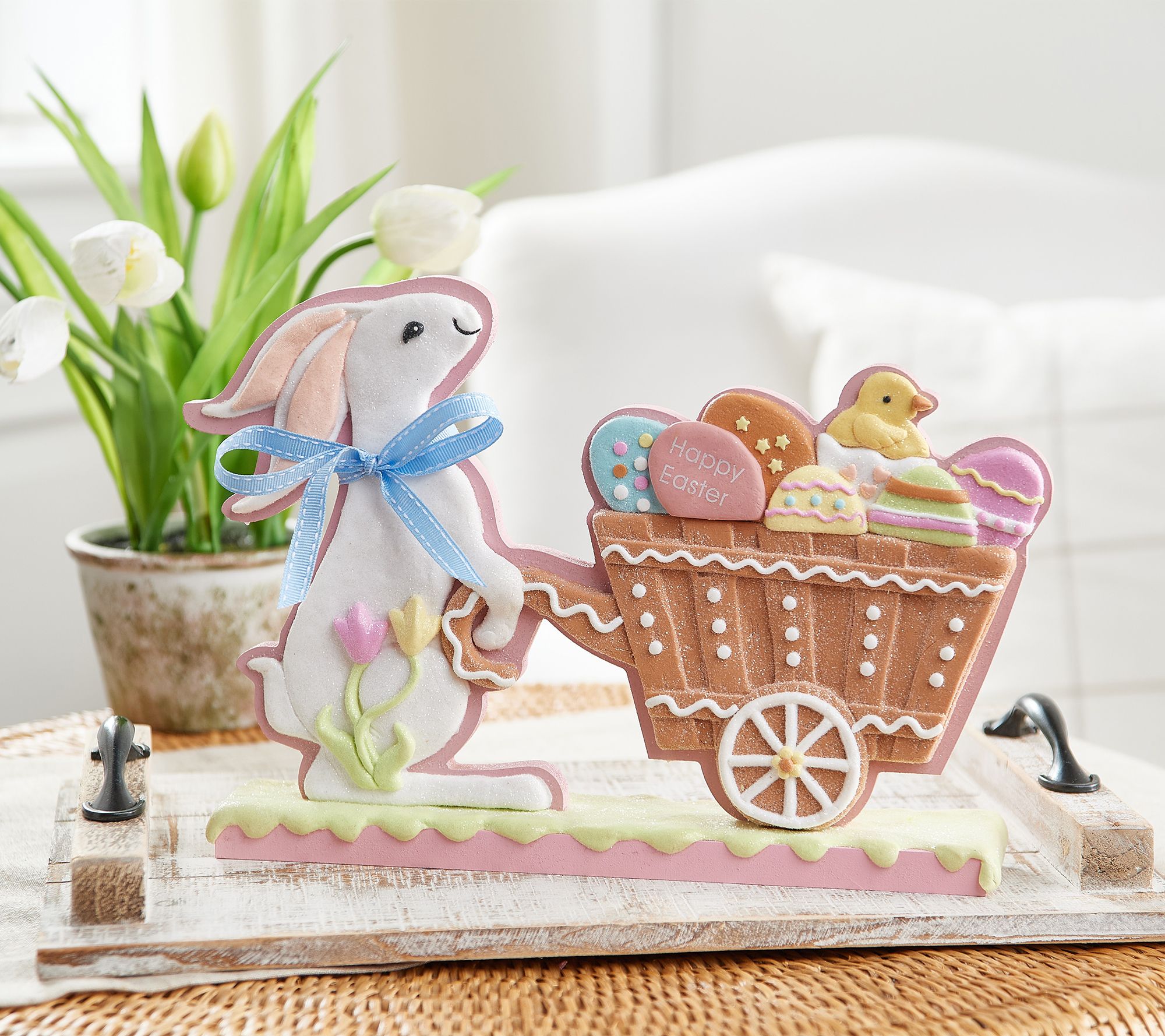 As Is Easter Bunny With Wagon Of Eggs By Valerie Qvc