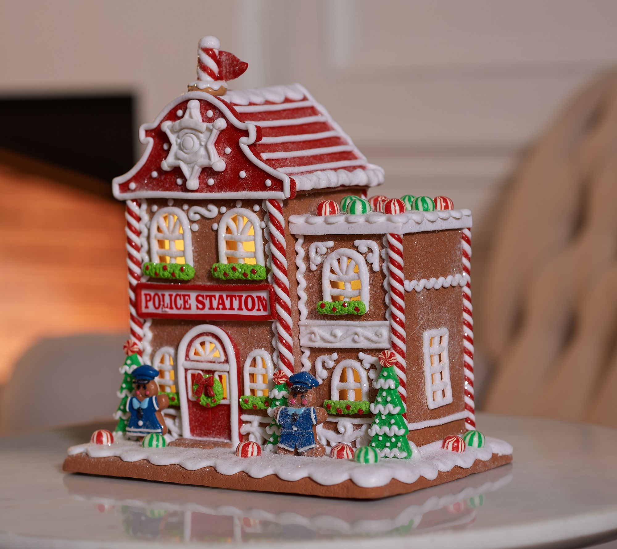 As Is Illuminated Townsquare Gingerbread Police Station Qvc