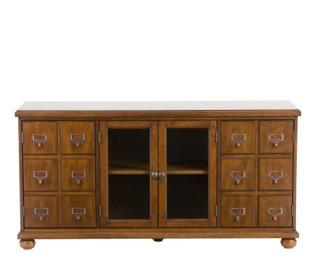 Home Reflections Apothecary Style Brown Mahogany TV Stand ...