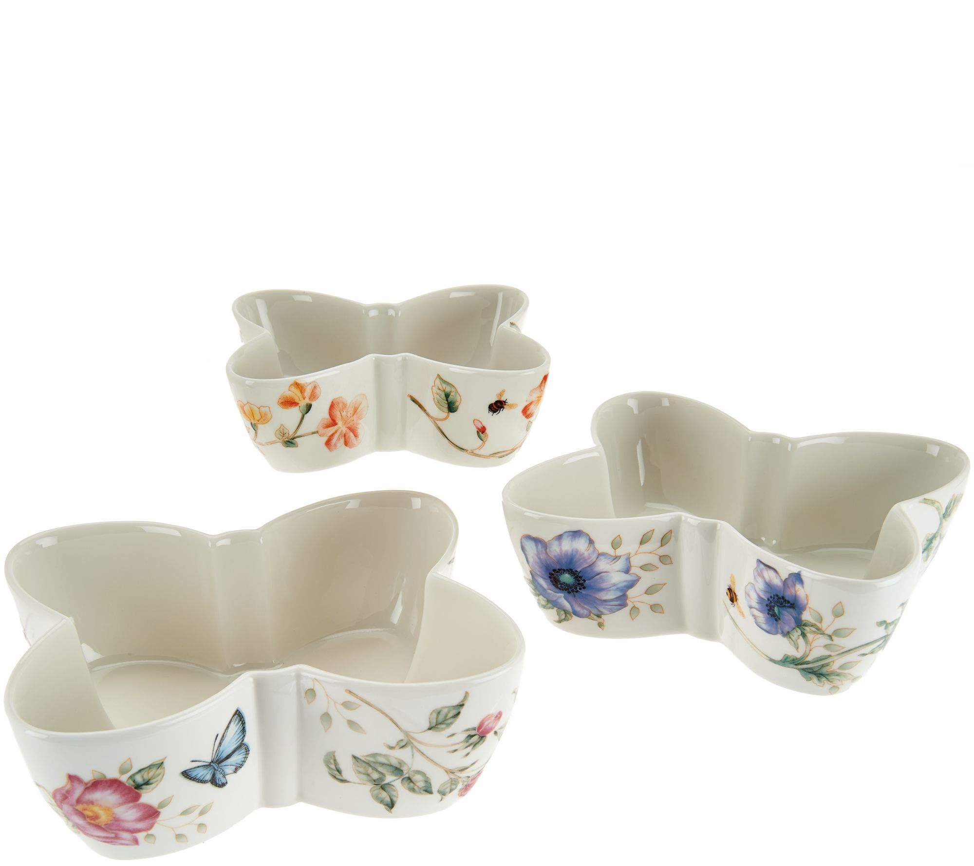 Lenox Butterfly Meadow 3-pc Figural Bowl Set - Page 1 â€” QVC.com - Lenox Butterfly Meadow 3-pc Figural Bowl Set