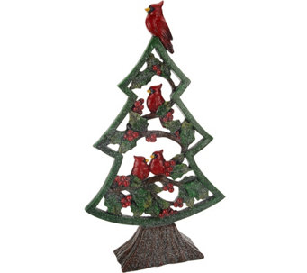 Holiday 16" Slim Winter Tree with Cardinals & Holly - H209077