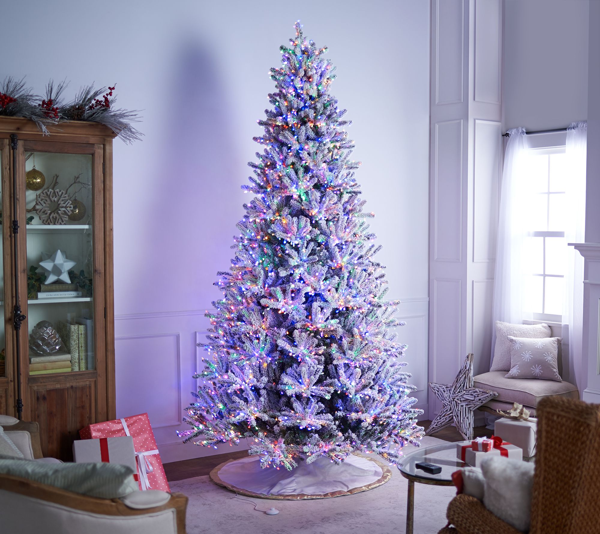 Santa S Best Multi Function Flocked Led Microlight Tree On Qvc Youtube