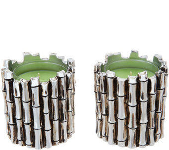 "As Is" HomeWorx by Harry Slatkin S/2 Silvered Bamboo Candles - H217181
