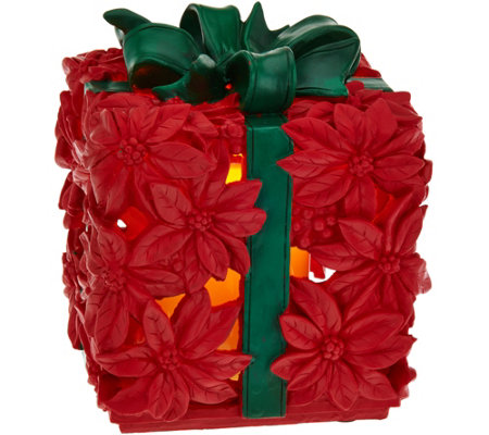 Illuminated Poinsettia Present Lantern by Home Reflections