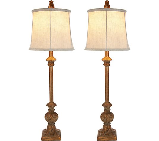 Set Of 2 Embossed Leaf Plug In Buffet Lamps By Valerie Qvc Com