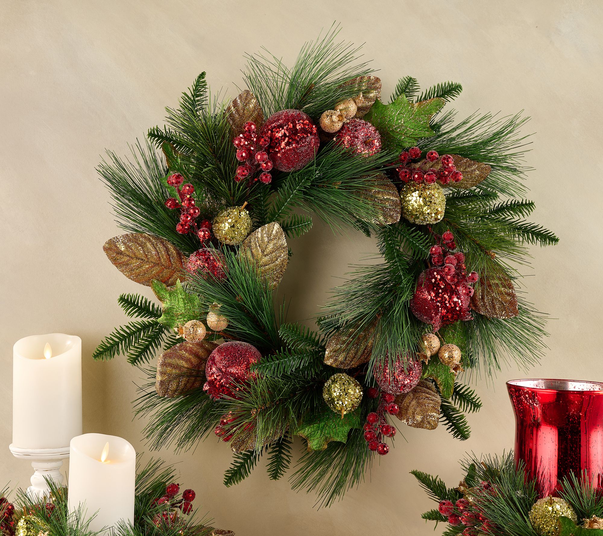 Beaded Fruit And Berry Wreath By Valerie Qvc