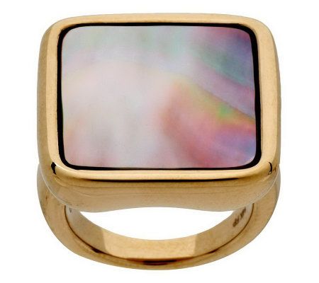 pearl mother ring square gold 14k bold qvc