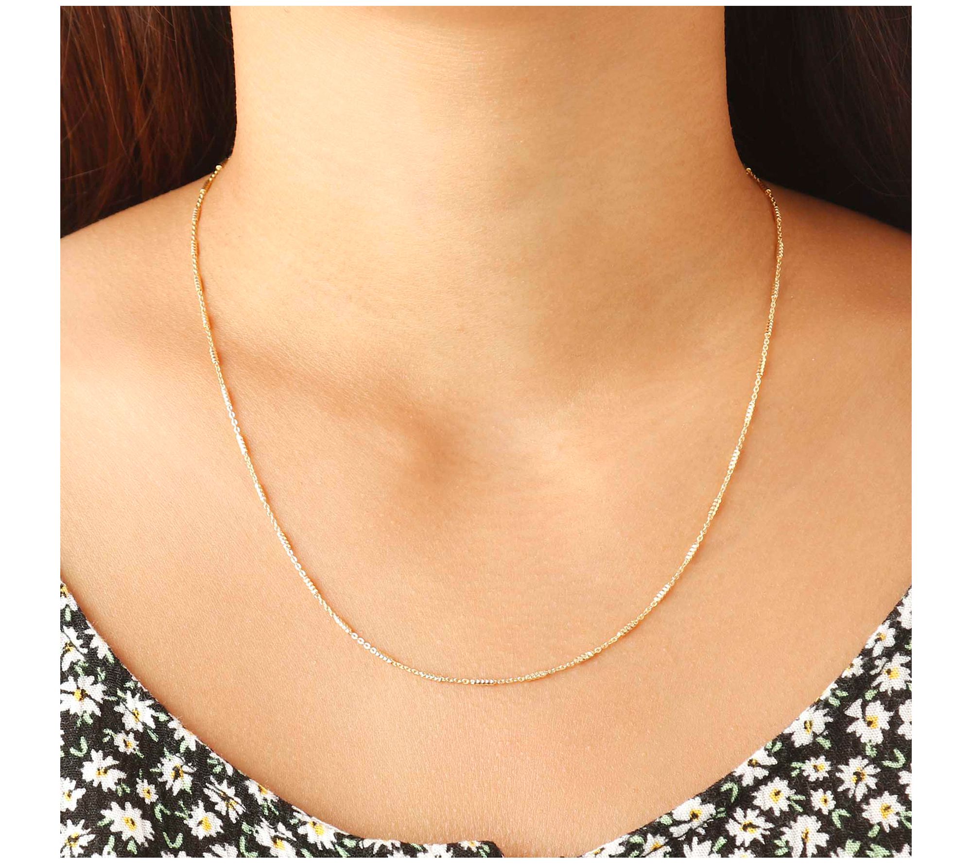 Veronese K Gold Clad Diamond Cut Station Necklace Qvc