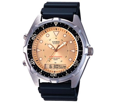 Casio Men's Ana-Digi Alarm Chronograph Dive Watch — QVC.com