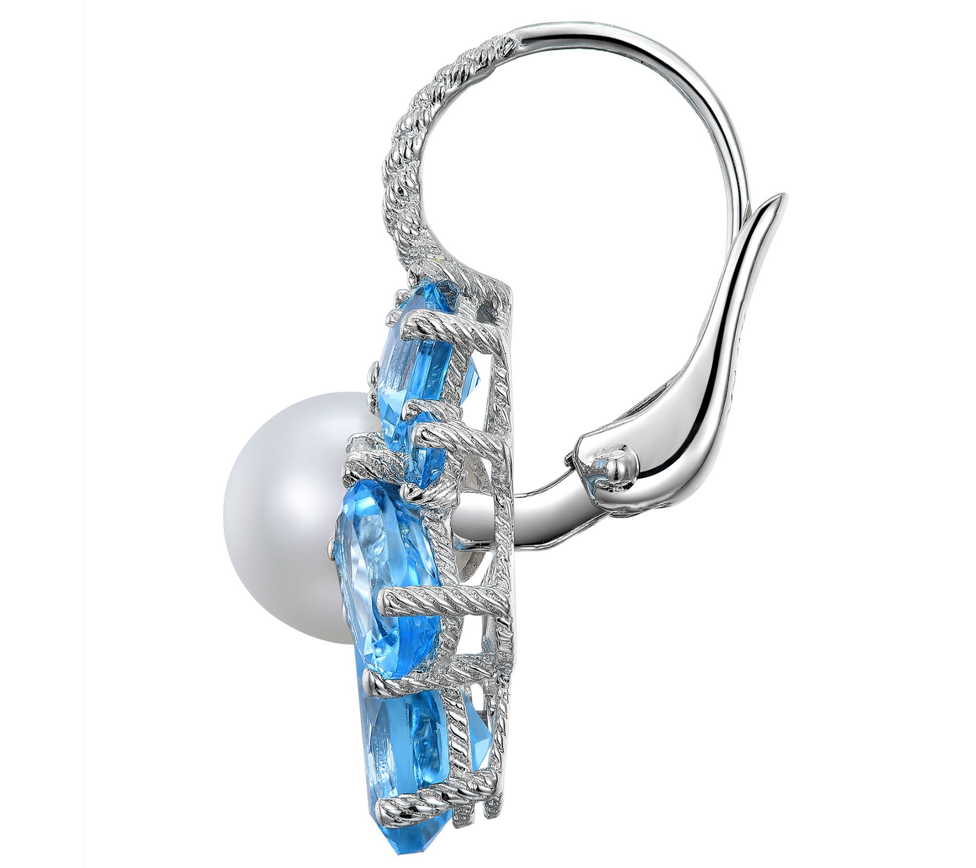 Judith Ripka Sterling Blue Topaz Cultured Pearl Earrings Qvc