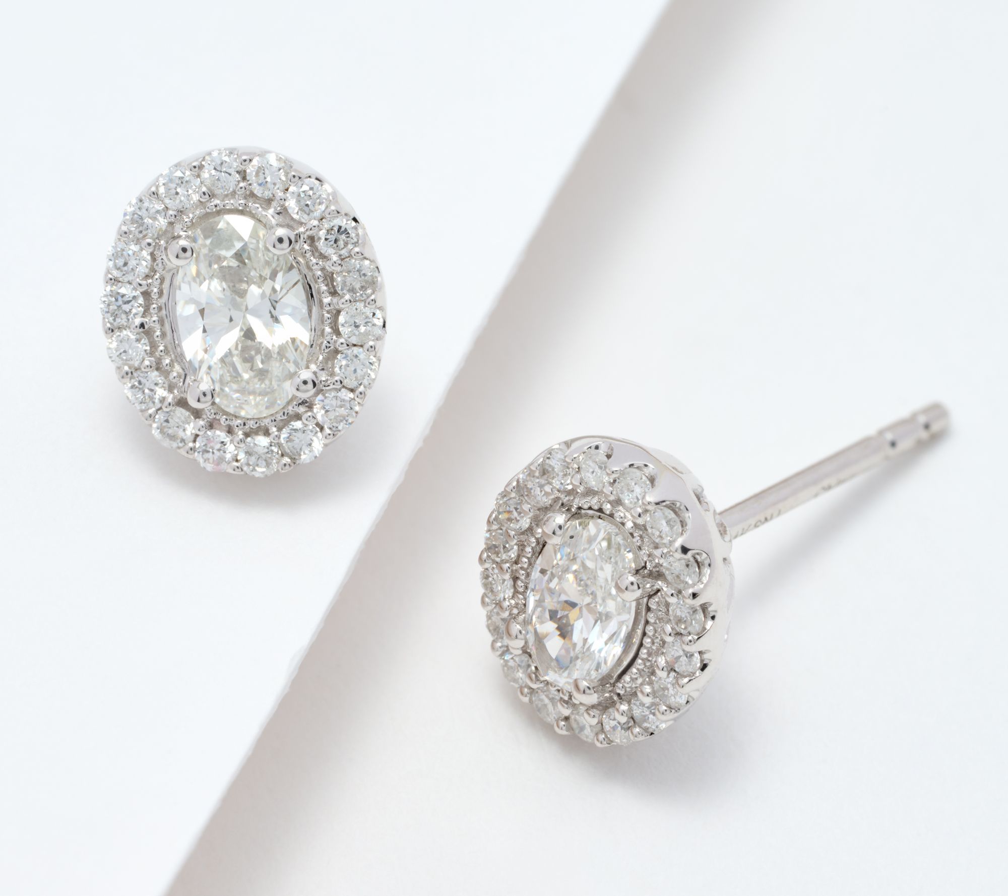 As Is Affinity Diamonds Oval Halo Diamond Earrings K Qvc