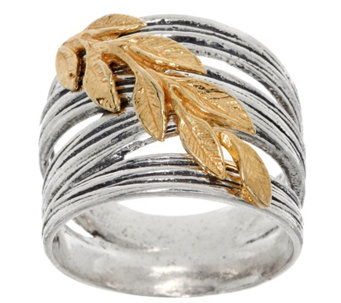 Sterling Silver Two-tone Leaf Ring by Or Paz - J349532