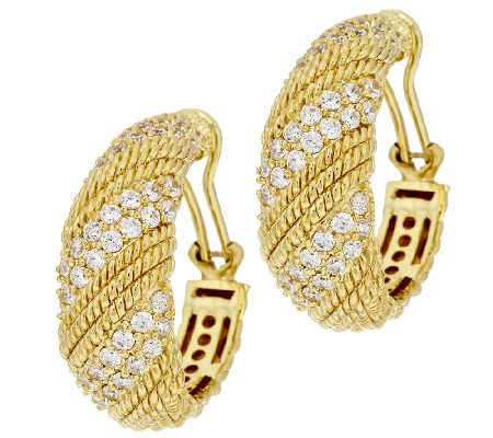 Judith Ripka Sterling Or K Clad Diamonique Hoop Earrings Qvc