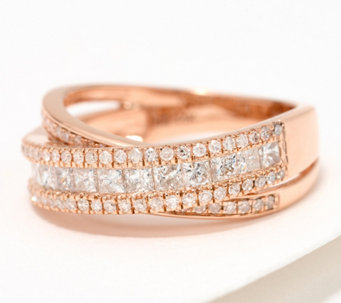 Affinity Diamonds Princess Cut Crossover Ring, 1.00cttw, 14K