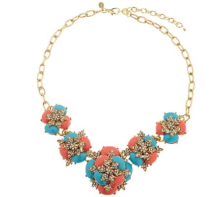 As Is Joan Rivers Jeweled Cabochon 18 Statement Necklace QVC