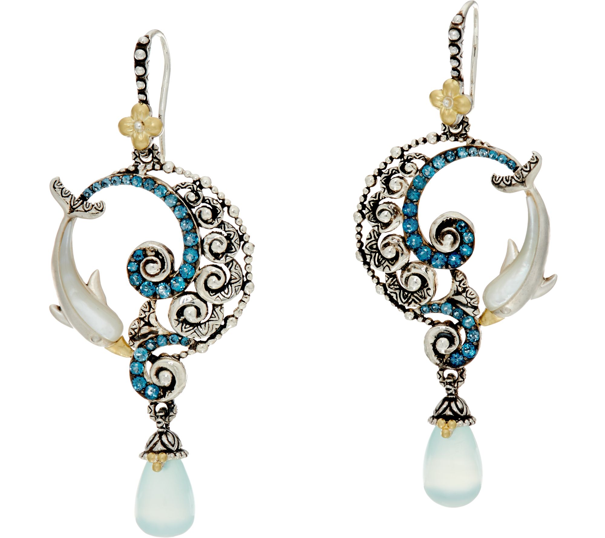 bixby barbara dolphin earrings gemstone 18k sterling drop qvc