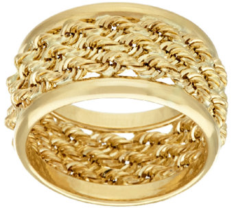 14K Gold Bold Triple Wrapped Rope Band Ring - J319560