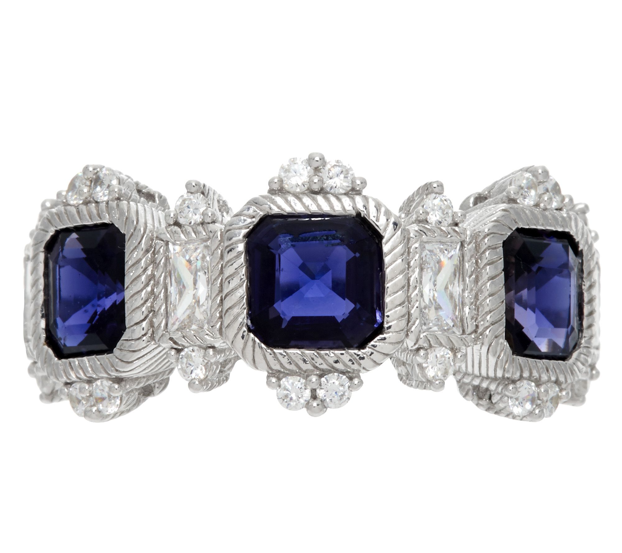 Judith Ripka Sterling Or K Clad Asscher Cut Gemstone Ring Qvc