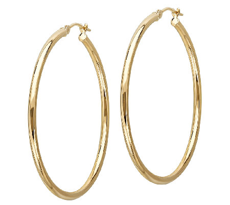 hoop 14k polished earrings tube gold qvc