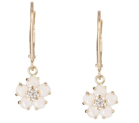 opal 14k earrings drop flower gold qvc