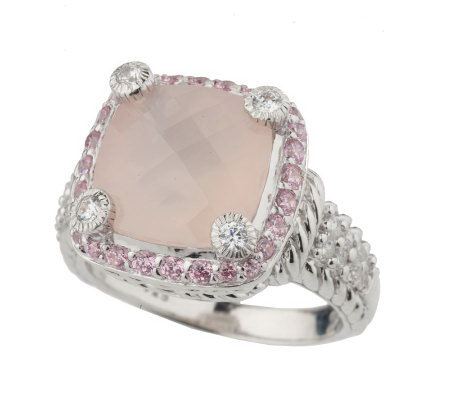 Judith Ripka Sterling Rose Quartz & Pink Diamonique Ring - Page 1 — QVC.com