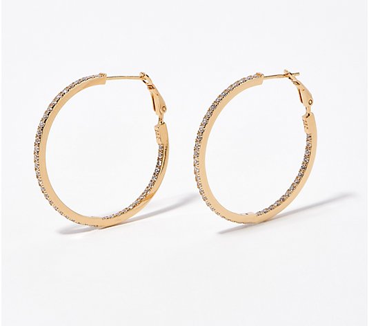 Jewel Tie Solid 10k White Gold Round Channel-set Diamond Hoop Earrings 1/8 Cttw. 