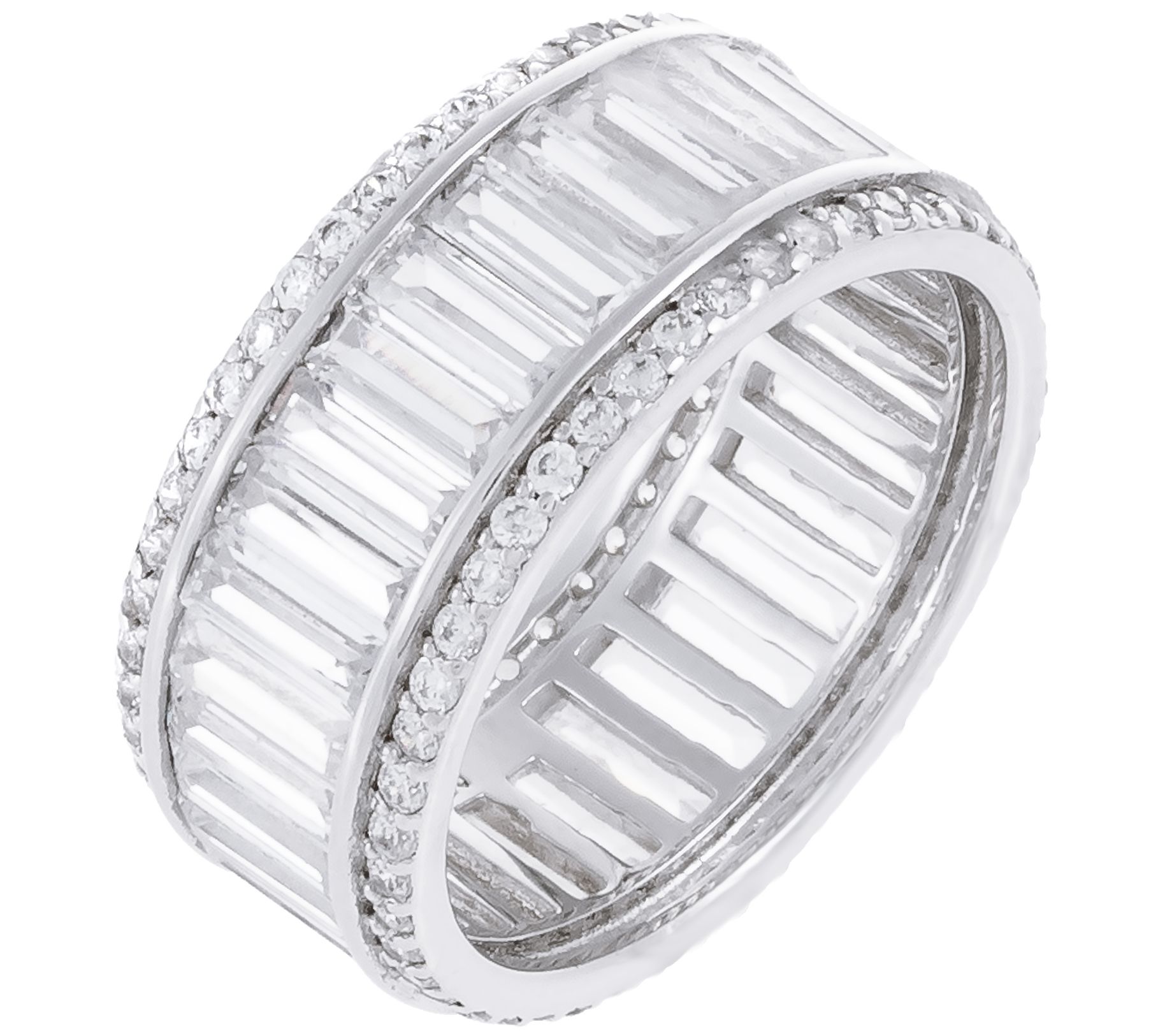 Diamonique Cttw Baguette Round Band Ring Sterling Qvc