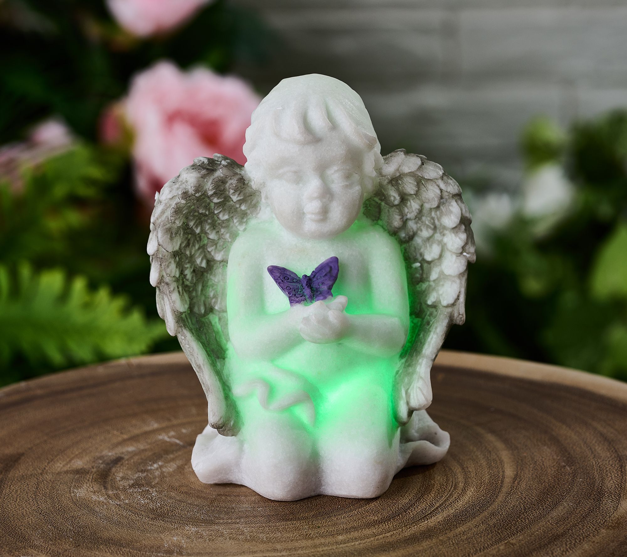 Barbara King Miniature Sandstone Illuminated Garden Angel Qvc