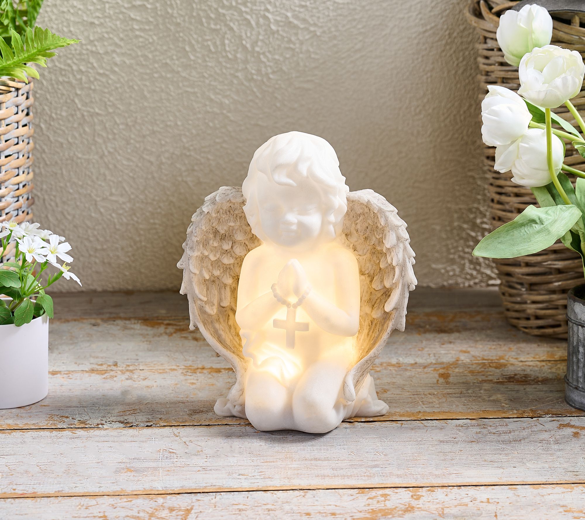 As Is Barbara King 11 Antiqued Illuminated Garden Angel QVC