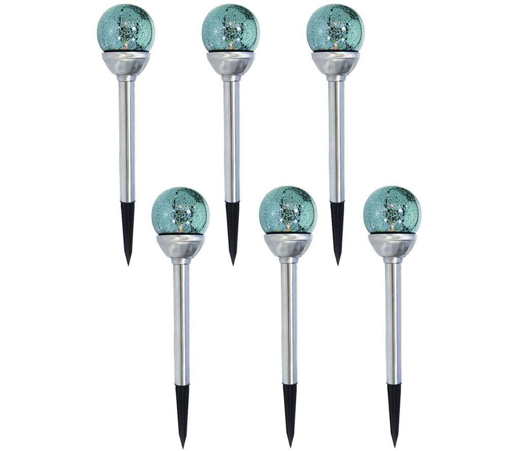 Compass Home Set of 6 Mercury Glass Solar Pathlights ...