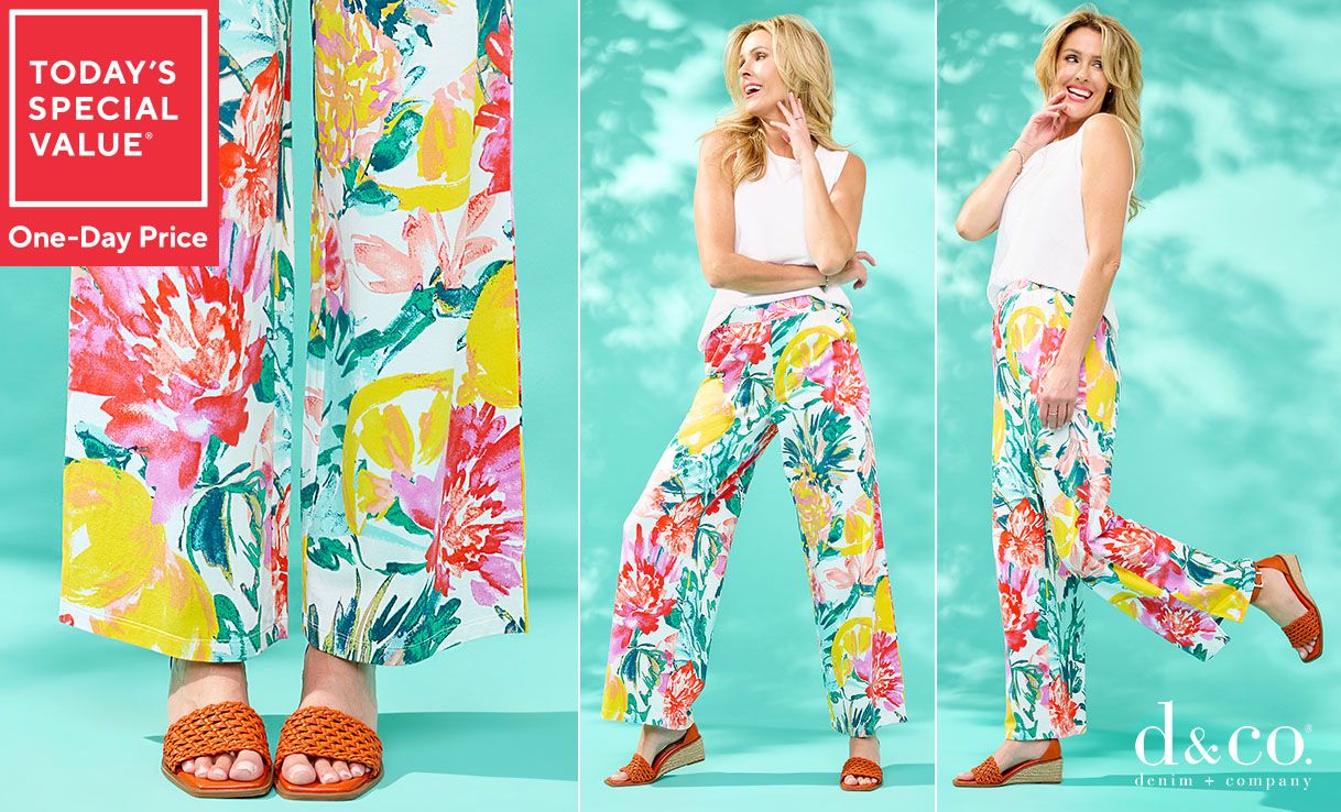 Today's Special Value® One-Day Price: Denim & Co. Beach Jersey Wide Leg Full Length Pant