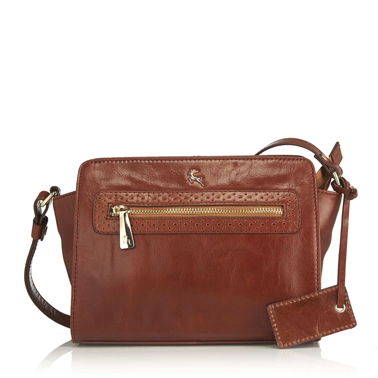 Ashwood Leather Square Crossbody Bag with Zip Detail - QVC UK