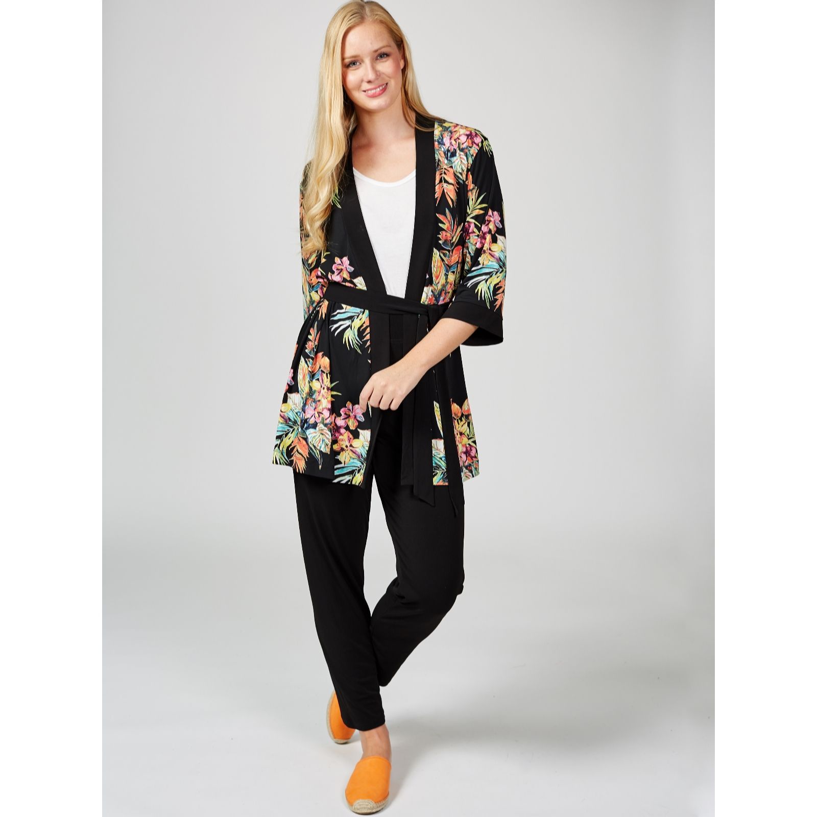 Kim & Co Kim & Co Brazil Knit 3/4 Sleeve Tie Waist Cardigan - 173380