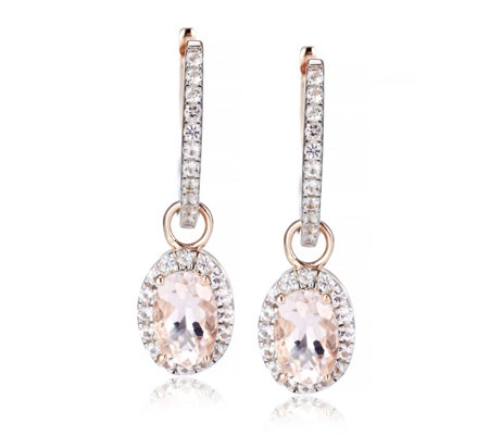 morganite vermeil hoop oval sterling earrings drop rose silver gold 8ct qvc