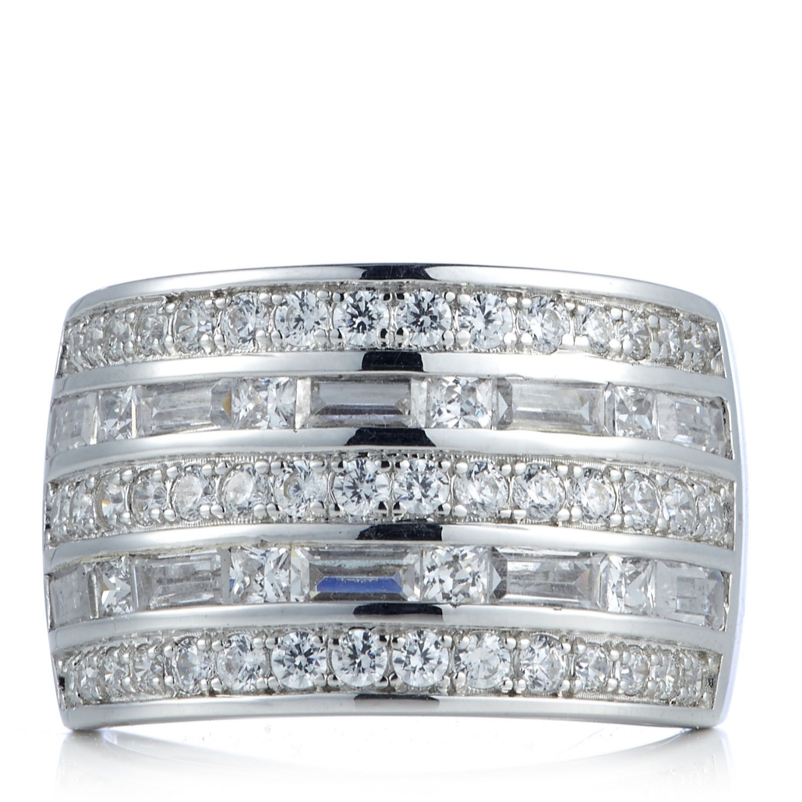 Diamonique Diamonique 2.3ct tw Mixed Cut Wide Band Ring Sterling Silver - 331387