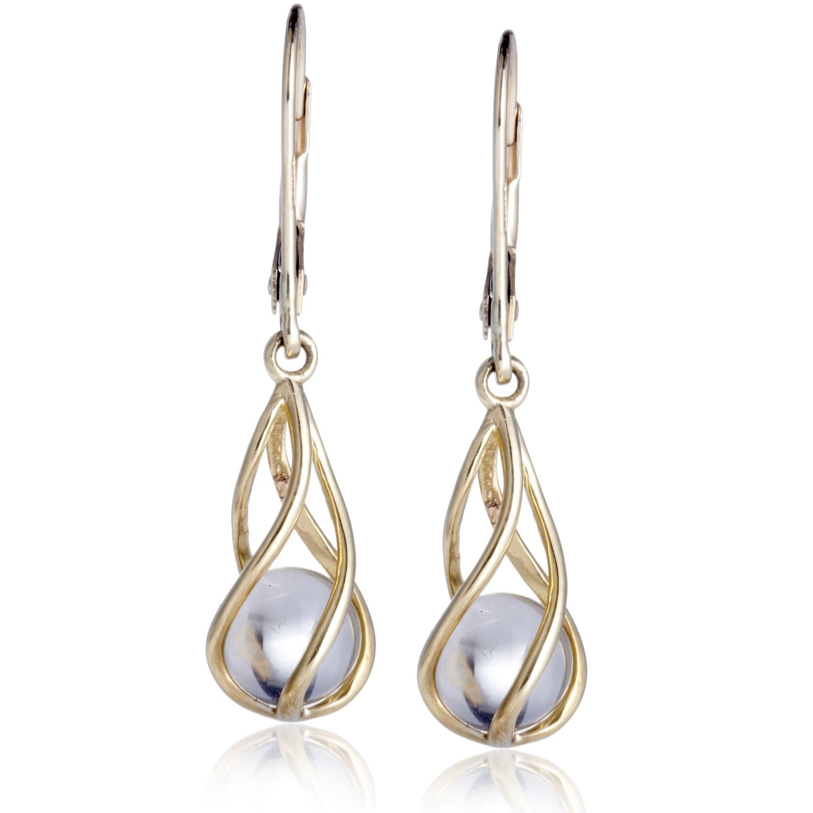 uri geller crystal 9ct caged bead earrings drop rock gold qvc